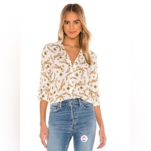 L’Agence Holly Long Sleeve Button Down - white/gold. Size: Medium